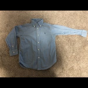 Size 5 striped blue polo shirt. Size 5
